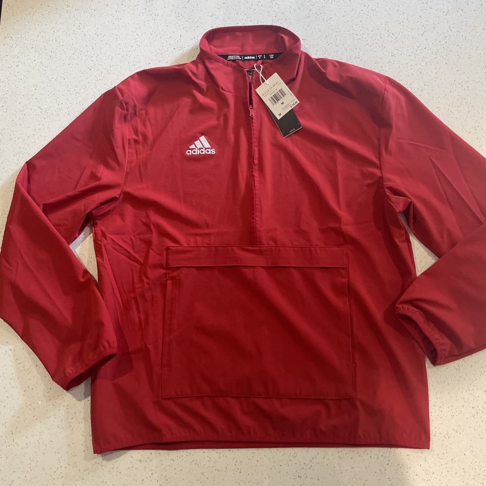 Adidas MCLS 1/2 Zip Sideline Pullover Size Medium Red NWT